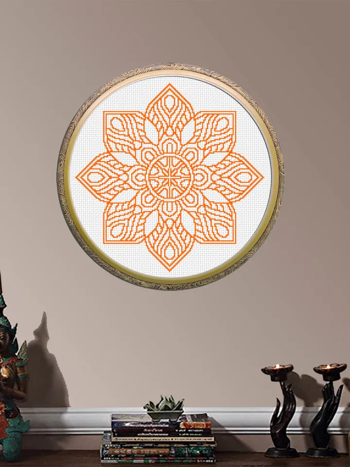 Flower mandala cross stitch pattern download PDF Easy mandala pattern digital PDF Monochrome cross stitch Floral ornament cross stitch #M7