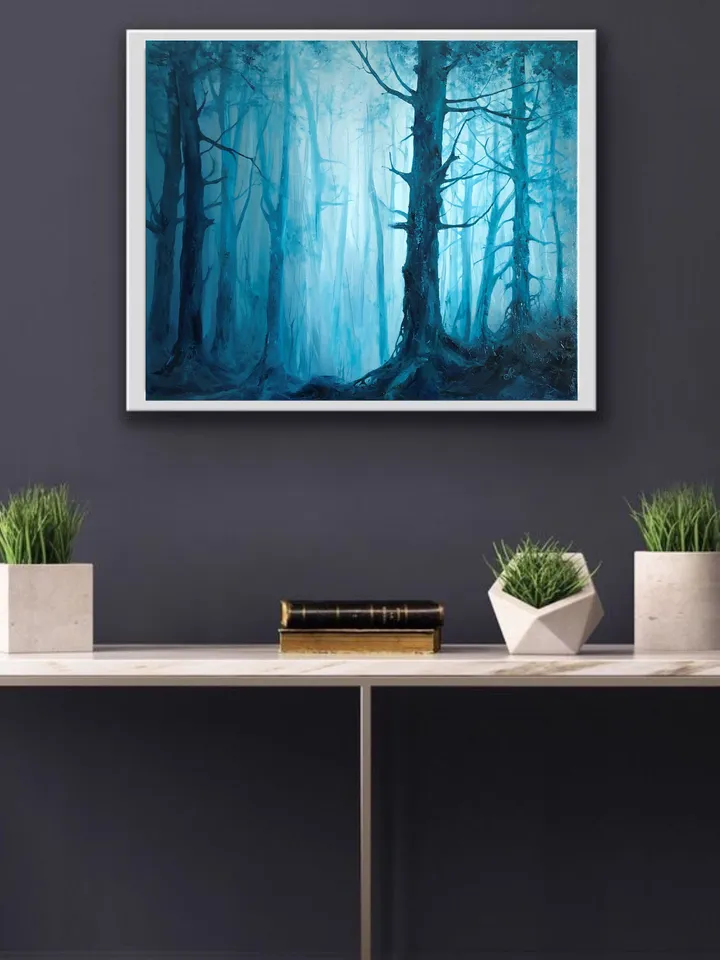 Forest Painting Original Oil Painting on Canvas Foggy Forest Landscape Artwork Misty Forest Painting