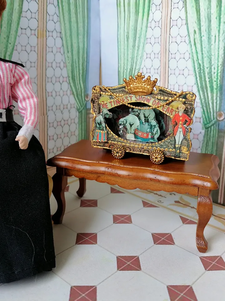 Circus. Puppet Circus, 1:12. Puppet Circus Theater. Handmade. Circus with an Elephant.