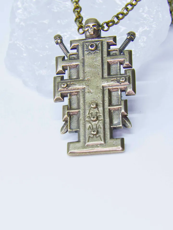 Solid Brass Ordo Xenos Insignia with Skull and Crossed Swords