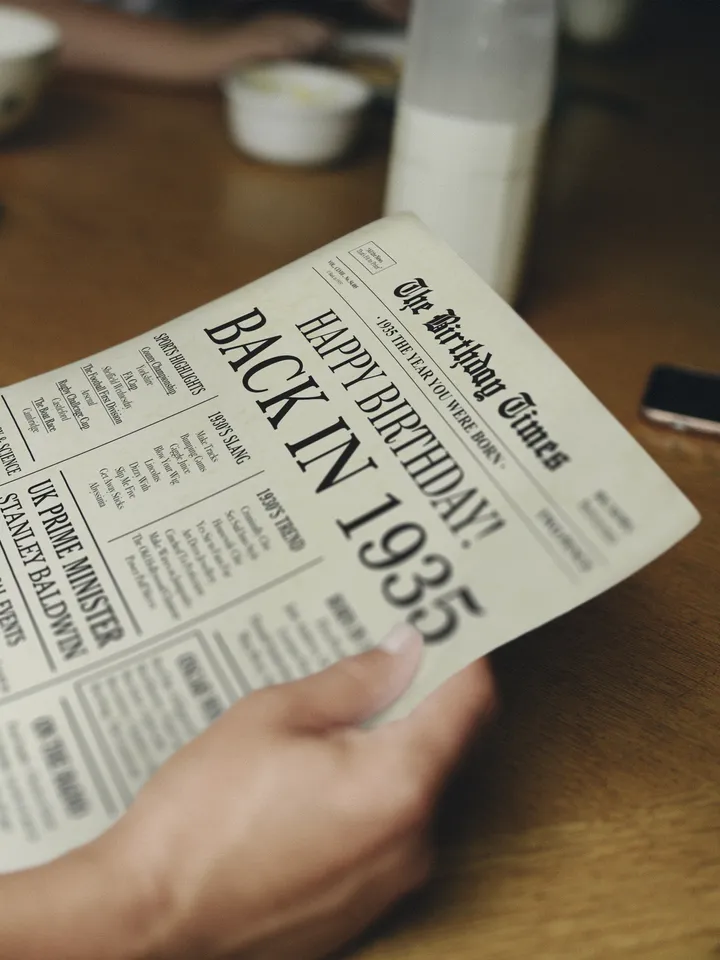 Back in 1935 United Kingdom | 90th Birthday Newspaper Sign | 1935 Birthday Poster UK |90th Birthday Gift | 90 years ago back in 1935