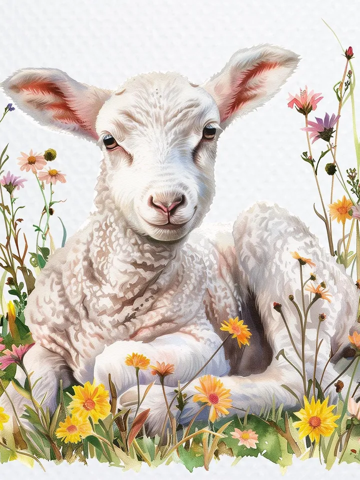10 Cute Lamb PNG Clipart Bundle, Watercolor Sheep Clipart, Printable Sublimation clipart, Paper crafts, junk journal, nursery art