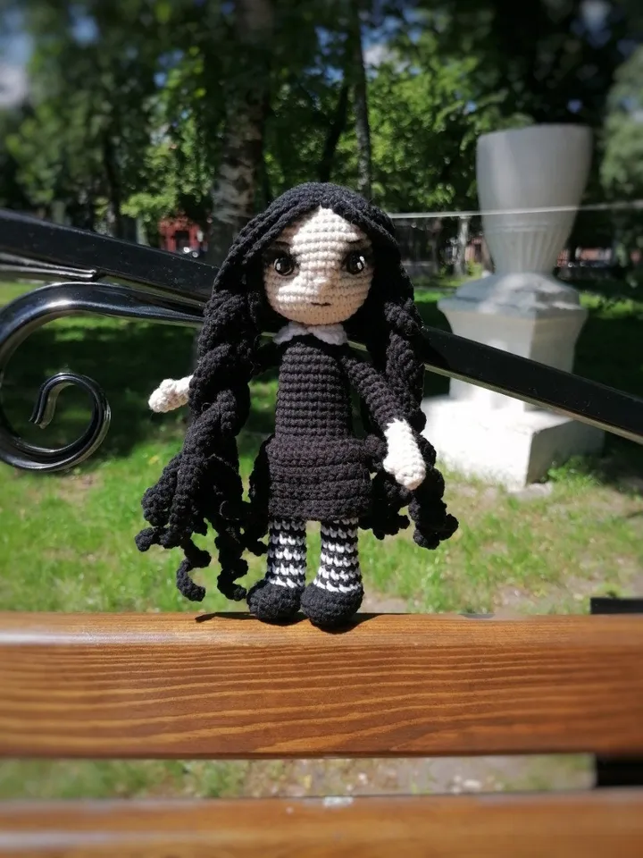 PDF Wednesday Addams Gothic doll crochet pattern, Crochet pattern, amigurumi small doll, voodoo doll, Halloween amigurumi pattern