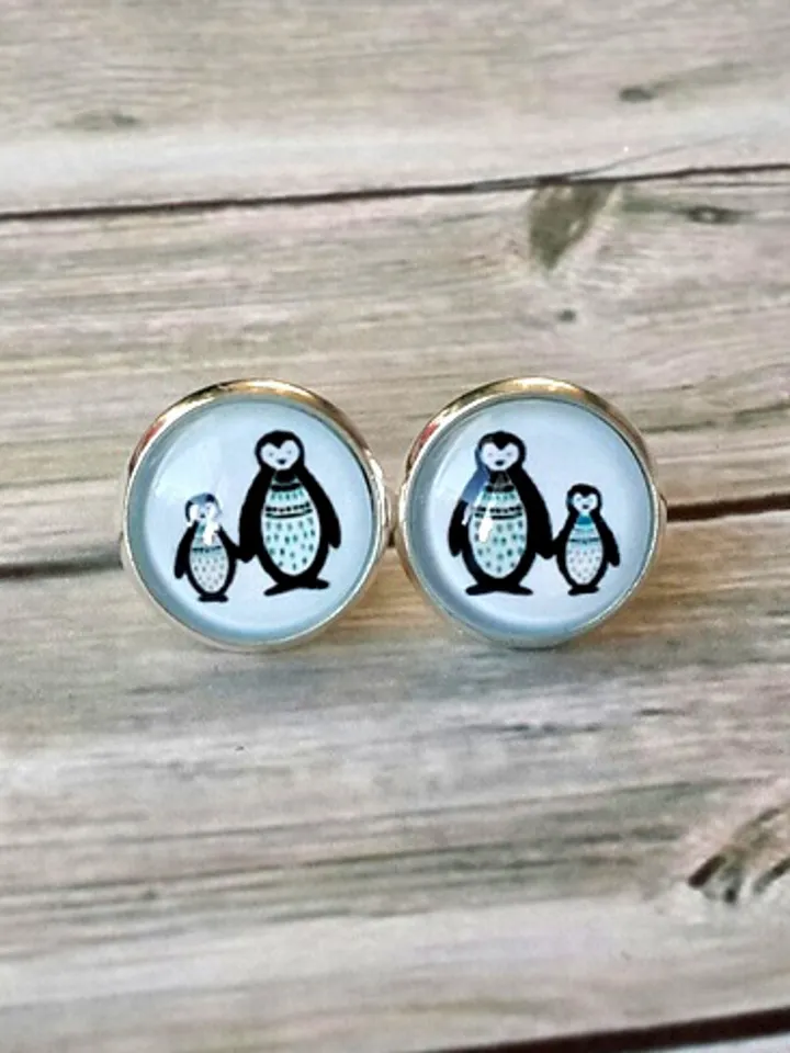 Penguin earrings studs, Penguin cub earrings, Tiny studs for girls, Mum gift