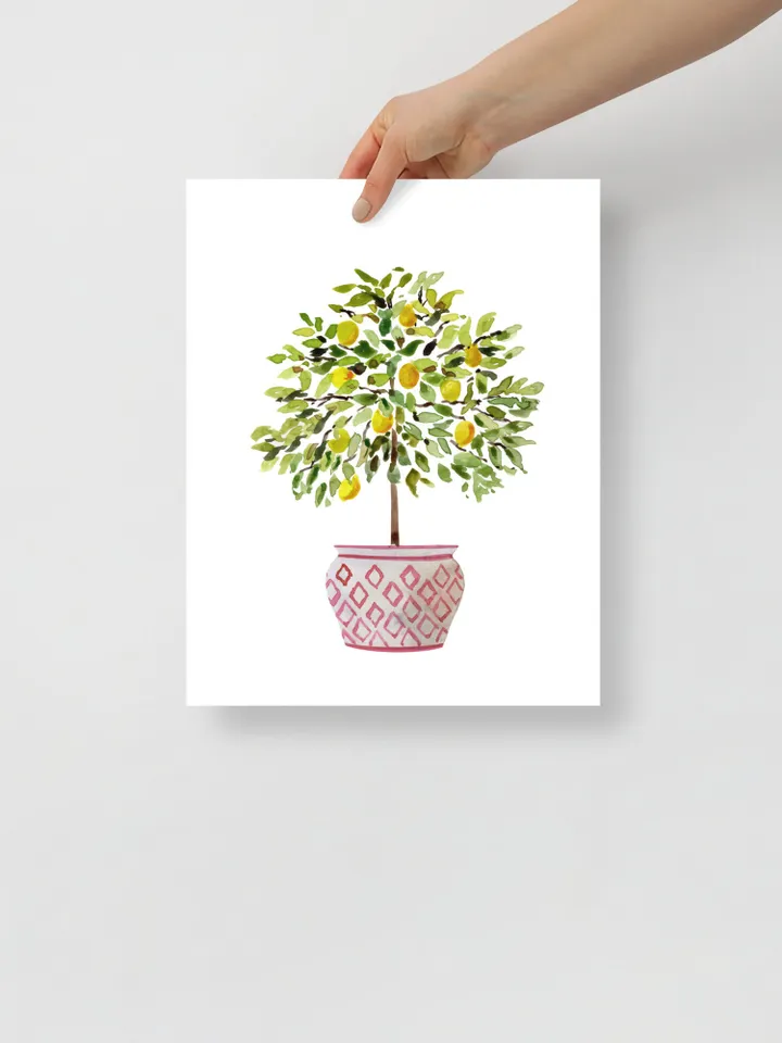 Pagoda Set Of 2 Prints Watercolor Painting Lemon Tree Art Print Chinoiserie Wall Art Asian Print Chinese Pagoda Art Gift For Home Tree Art