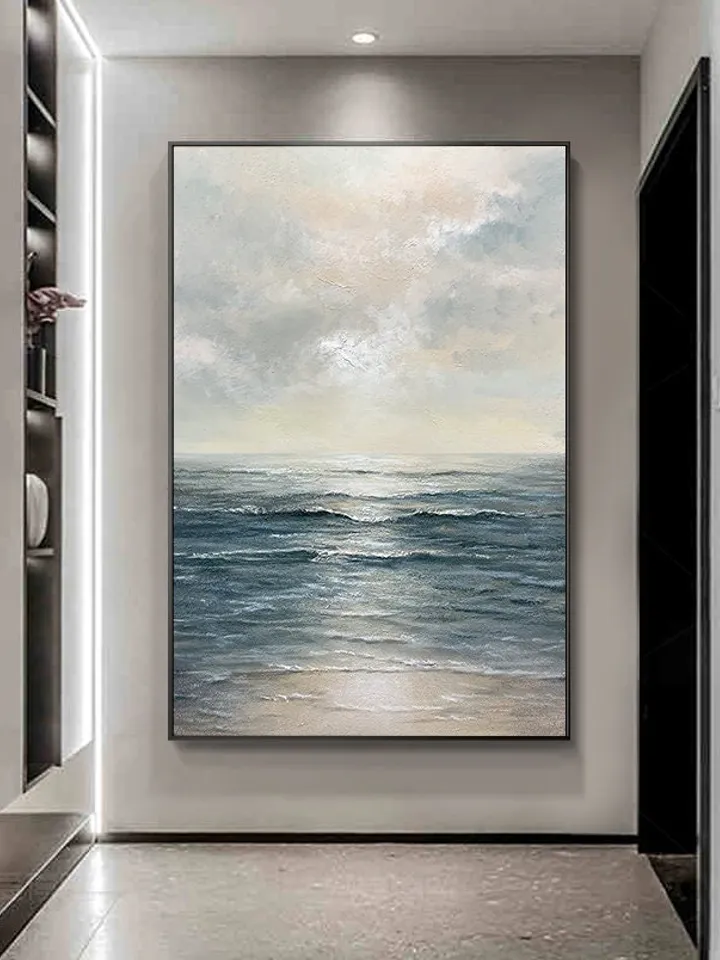 Abstract painting, Abstract art, Beach decoration, Home decoration, Large oil painting, Ocean art, Canvas painting, Mural, Bedroom mural