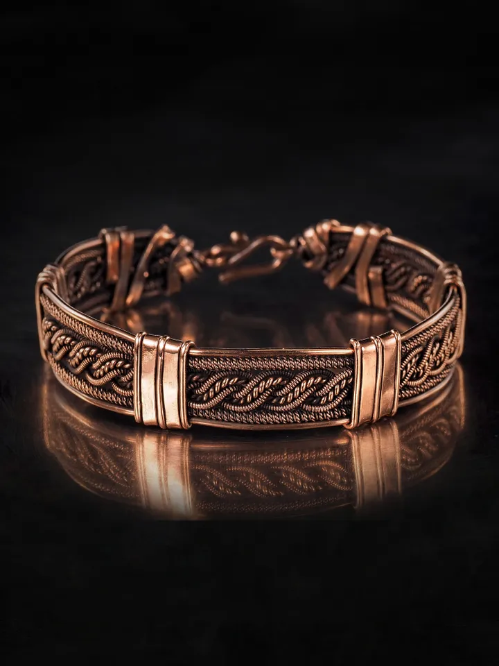 Woven copper wire bracelet Antique style handcrafted copper jewelry Unique gift