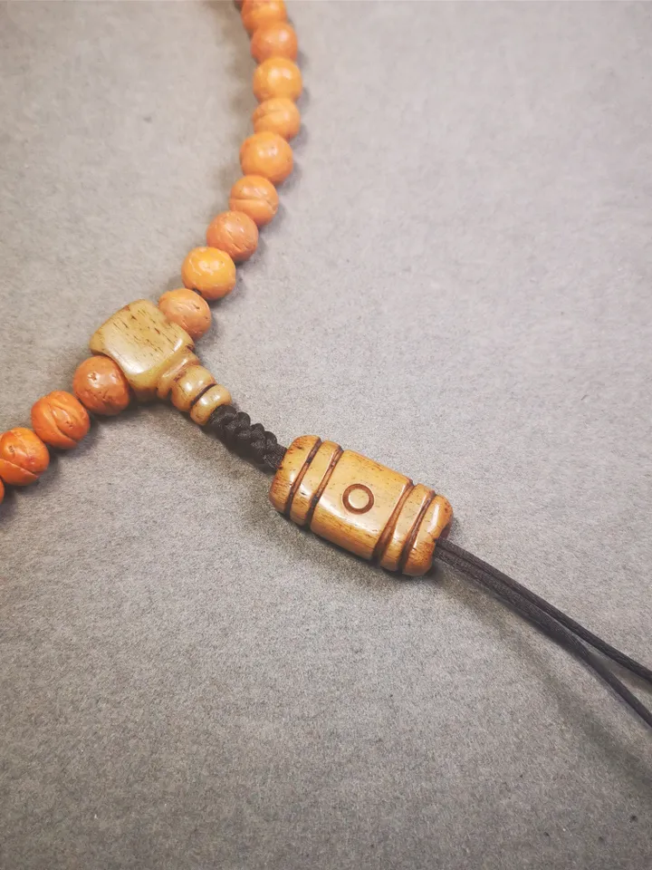 Gandhanra Yak Bone Carved Tibetan Mala Spacer Beads,2 Eyes Dzi Marker Beads for Prayer Beads Necklace Accessories,0.98" × 0.5"