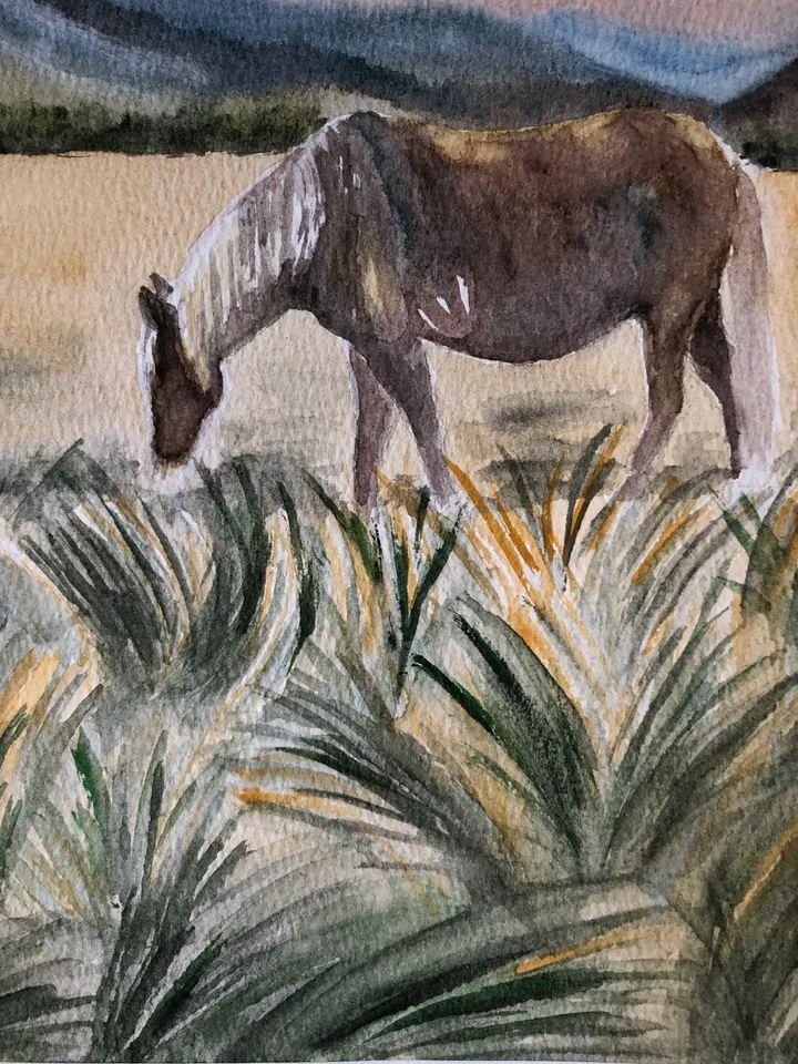Horse animal painting living room wall art original watercolour hand painted modern painting