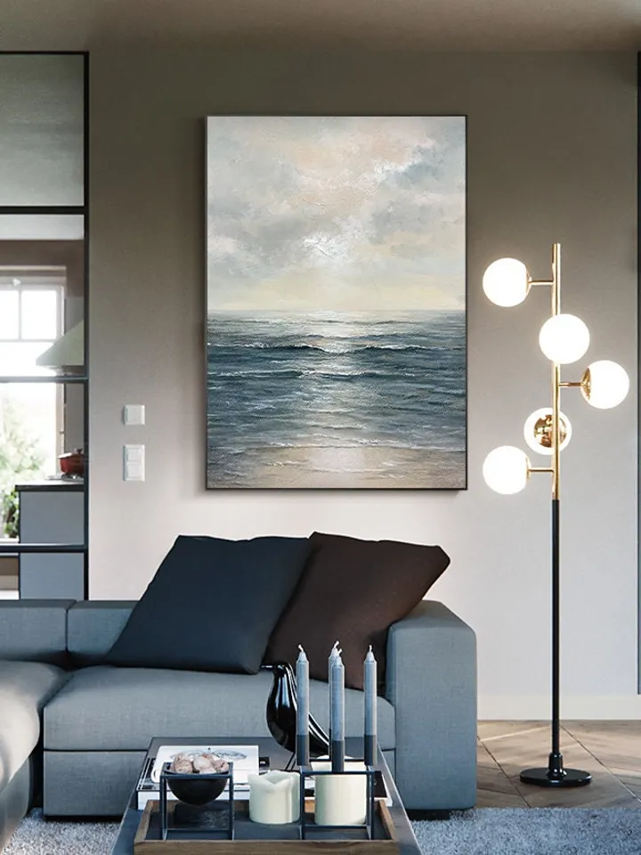 Abstract painting, Abstract art, Beach decoration, Home decoration, Large oil painting, Ocean art, Canvas painting, Mural, Bedroom mural