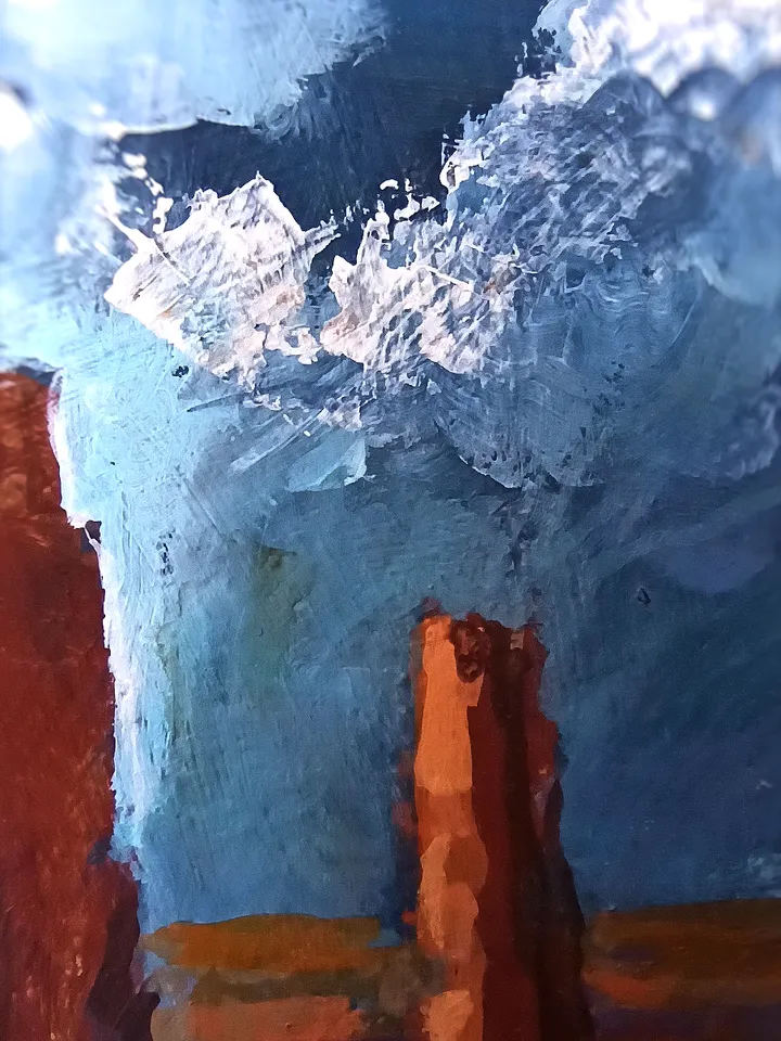The Courthouse Towers. Original acrylic painting 5x7"