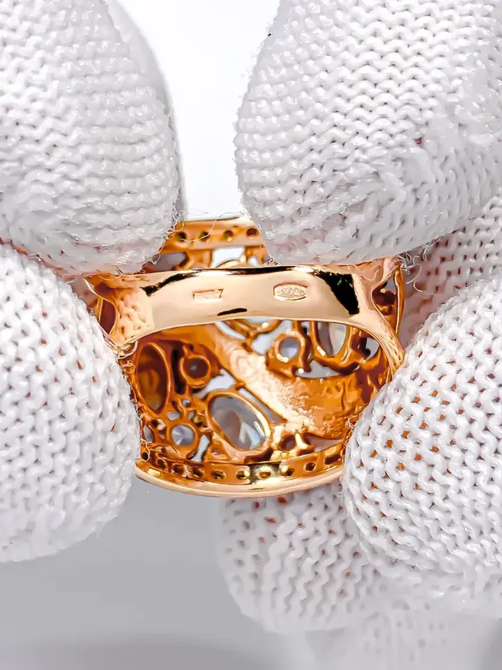 Ring Silver gold plated 925 assay value with sultanite