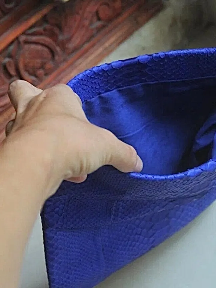 Genuine python skin bright blue ultramarine envelope clutch| Foldover Woman Summer Purse | Elegant Classy Clutch bag | Snakeskin small bag