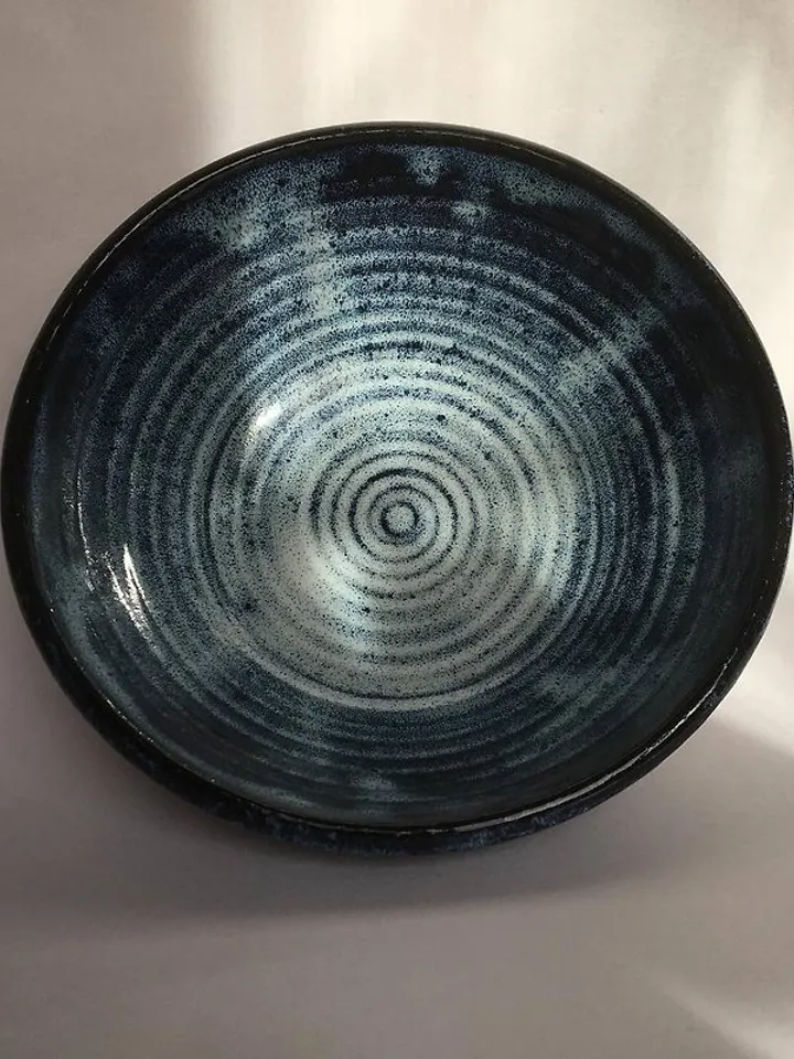Black and Blue Crystals Glaze Ceramic Bowl