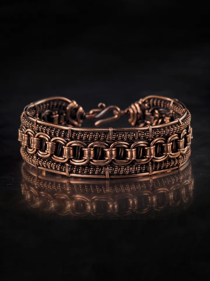 Woven copper wire bracelet Antique style handcrafted copper jewelry Unique gift
