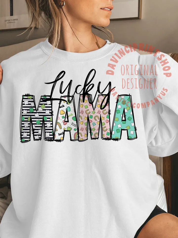 Lucky Mama St. Patrick’s PNG Sublimation Design, St. Patrick’s Day PNG, Lucky Charm png, Lucky png, Shamrock png, Mama png, Clover png, png