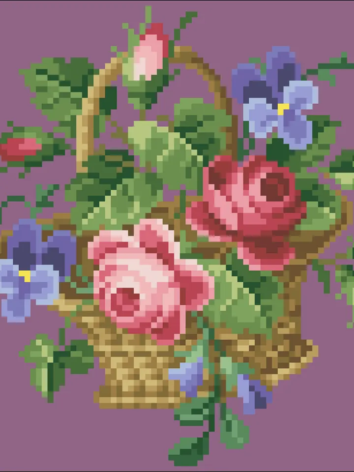 Antique Cross Stitch Pattern Classic Roses Digital Download PDF