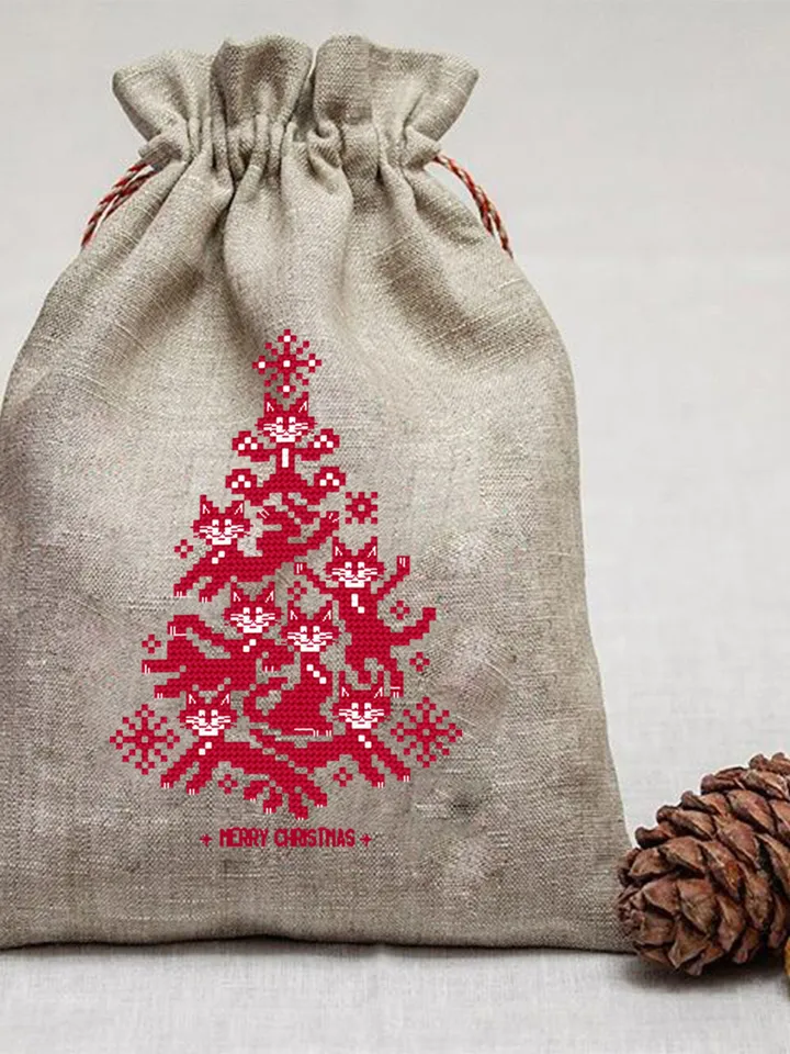 Cat christmas tree cross stitch pattern download PDF Christmas small cross stitch, Funny cat silhouette cross stitch Cat embroidery PDF #N86