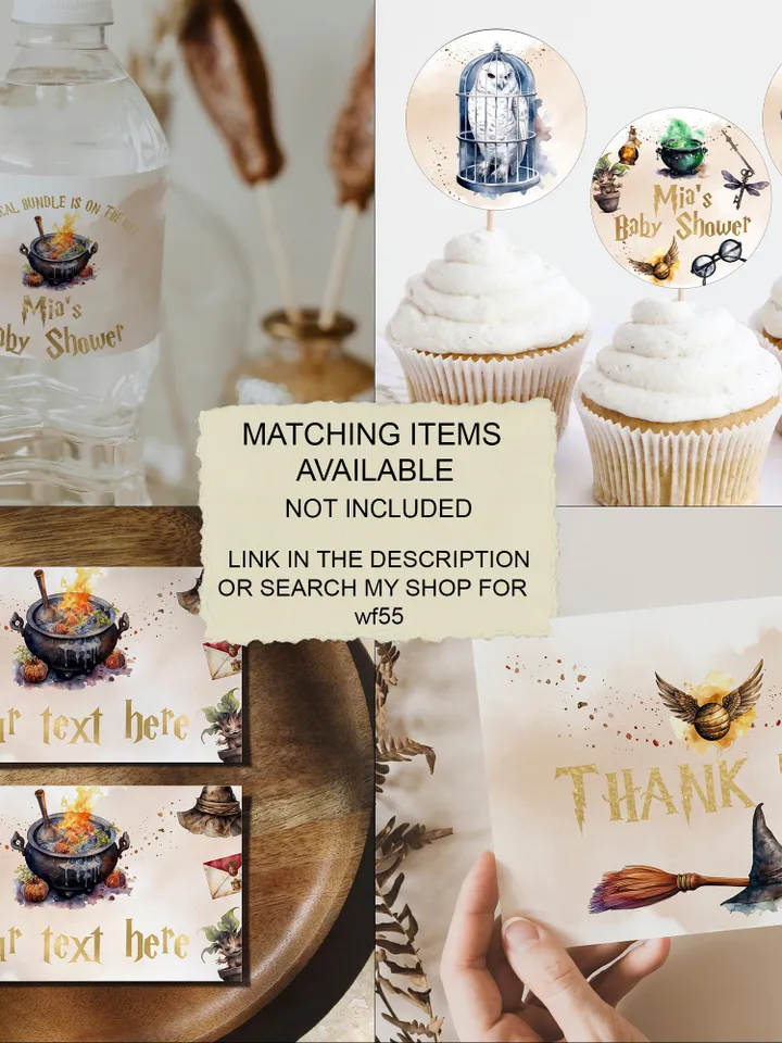 Welcome Baby Banner; Letters Baby Shower Banner; Wizarding World Baby Shower Banner;Magic School Baby Shower editable template; Wf55