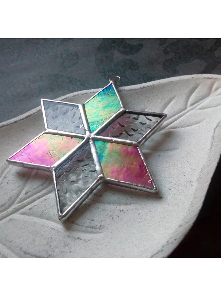 Christmas decorations, snowflake suncatcher, christmas tree star, new year tree toy, hygge christmas