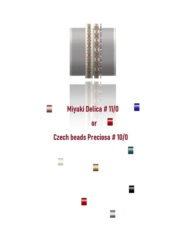 Triple row маny-colored bracelet pattern, Beadwoven Сuff bracelet Odd-Count Peyote Stitch, Miyuki-Preciosa, Instant Download