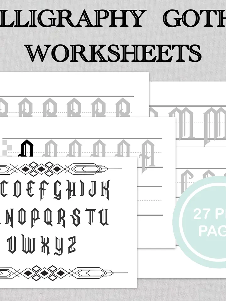 Printable Gothic Letters Worksheets • Gothic Calligraphy Practice Template Pdf