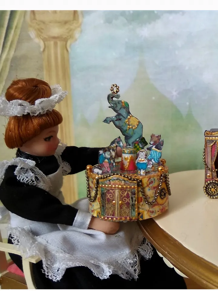 Doll circus. Animals in circus.Illuminated circus.1:12 scale.