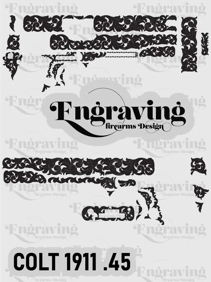 Colt1911 .45 Scroll Svg | Vector File Bundle for Laser Engraving Svg