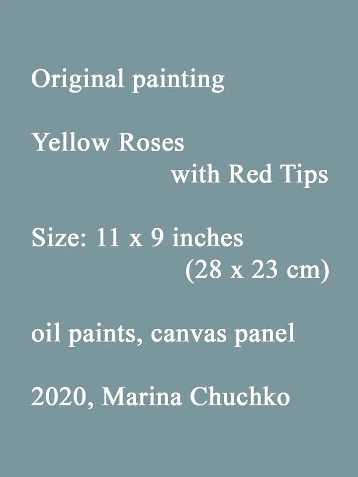 Yellow Roses Painting 11x9" Original Flowers Art Oil Hand Painted Artwork Signed by artist Marina Chuchko Impressionist