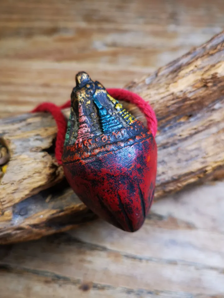 Gandhanra Old Tibetan Niang La Tsa Tsa Statue,Stupa Amulet,Pagoda Pendant,with Scorpion Stamp,Large Size 65mm,50 Years Old