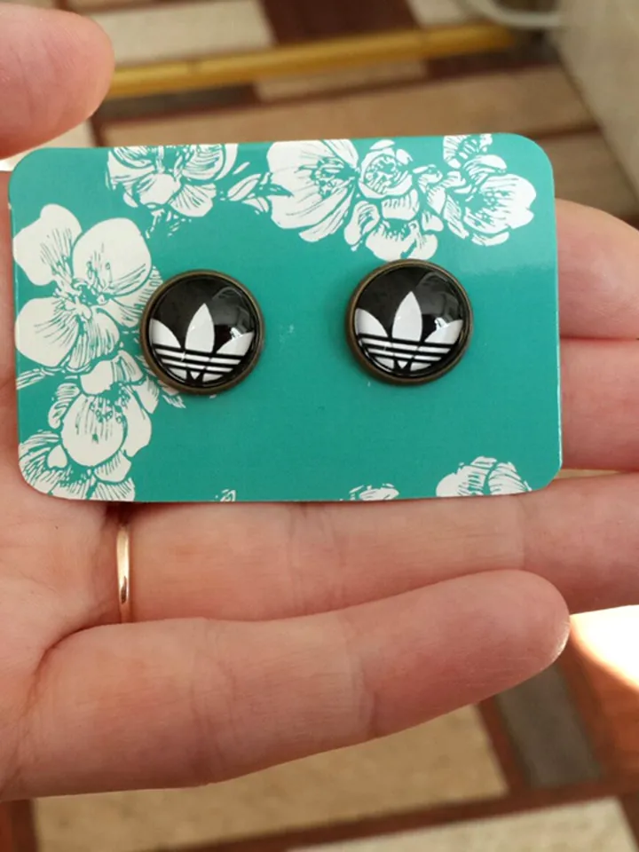 Adidas earrings studs, Lotus earrings, logo sport accessories gift
