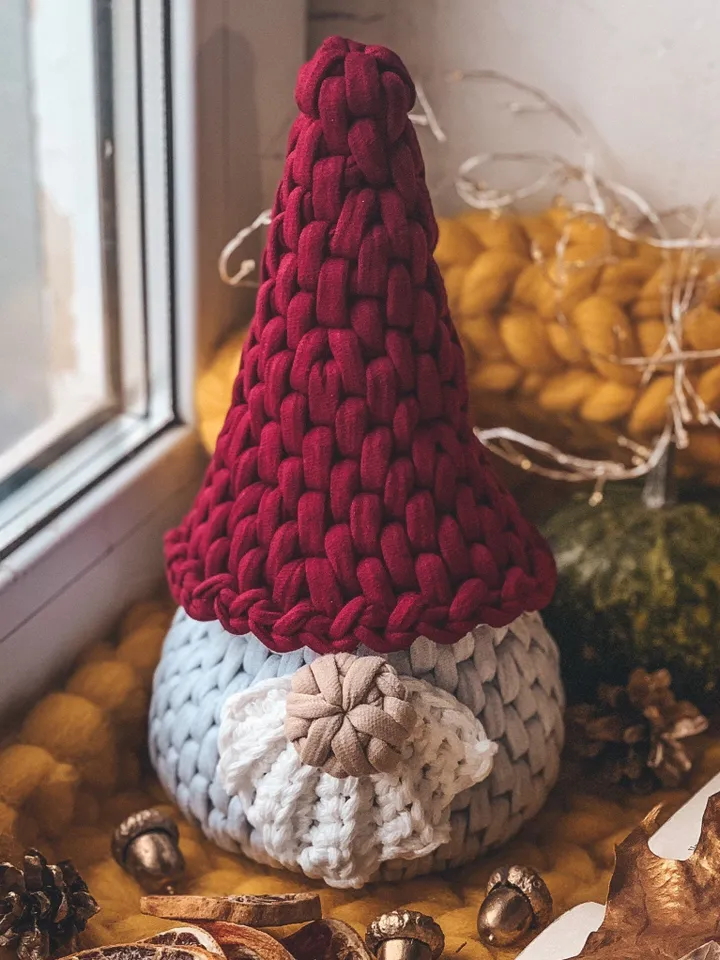 Scandinavian gnome, Nordic gnome, interior gift crochet basket, bathroom storage, wall hanging, eco friendly hugge