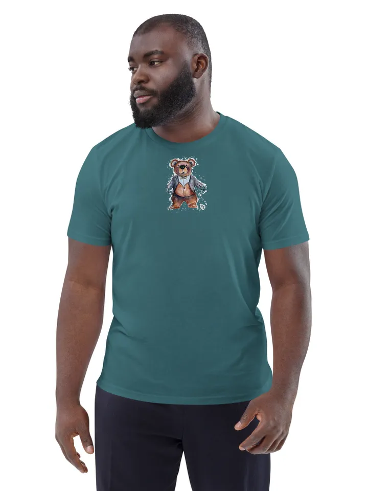 Teddy bear designer Unisex organic cotton t-shirt made with my original watercolor painting unique handmade unisex gift