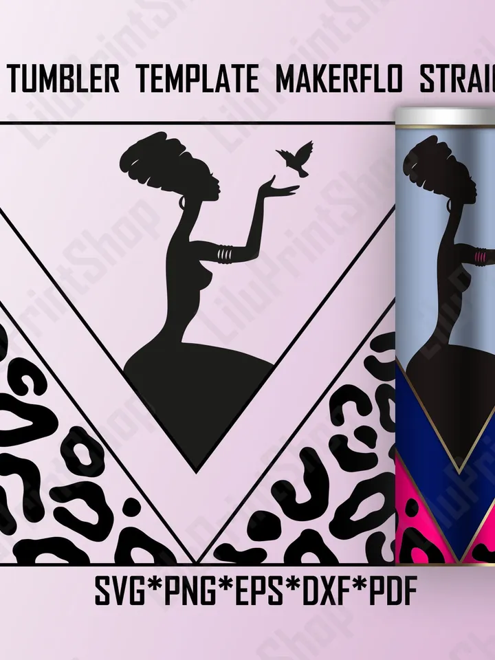 Afro woman tumbler template svg for 20oz skinny Afro girl and Cheetah v split tumbler svg for straight Makerflo Digital Instant download