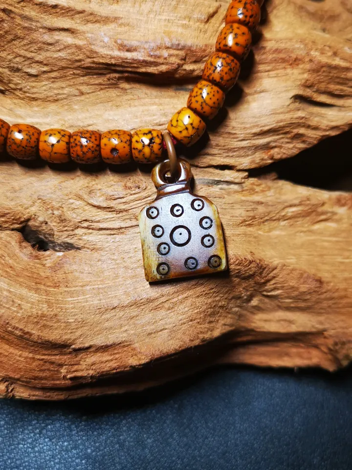 Yak Bone Carved Flower Mala Pendant,Bead Counter Clip, Prayer Bead Accessories,Gandhanra Tibetan Amulet
