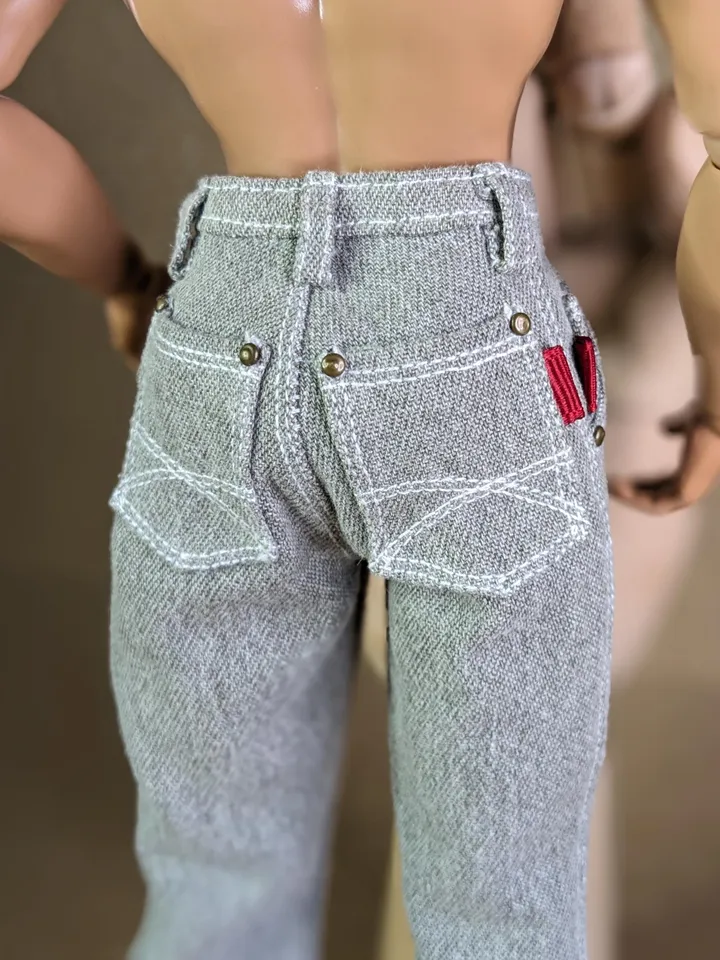 Realistic handmade khaki jeans for 13 inch fashion male doll (Adonis doll)