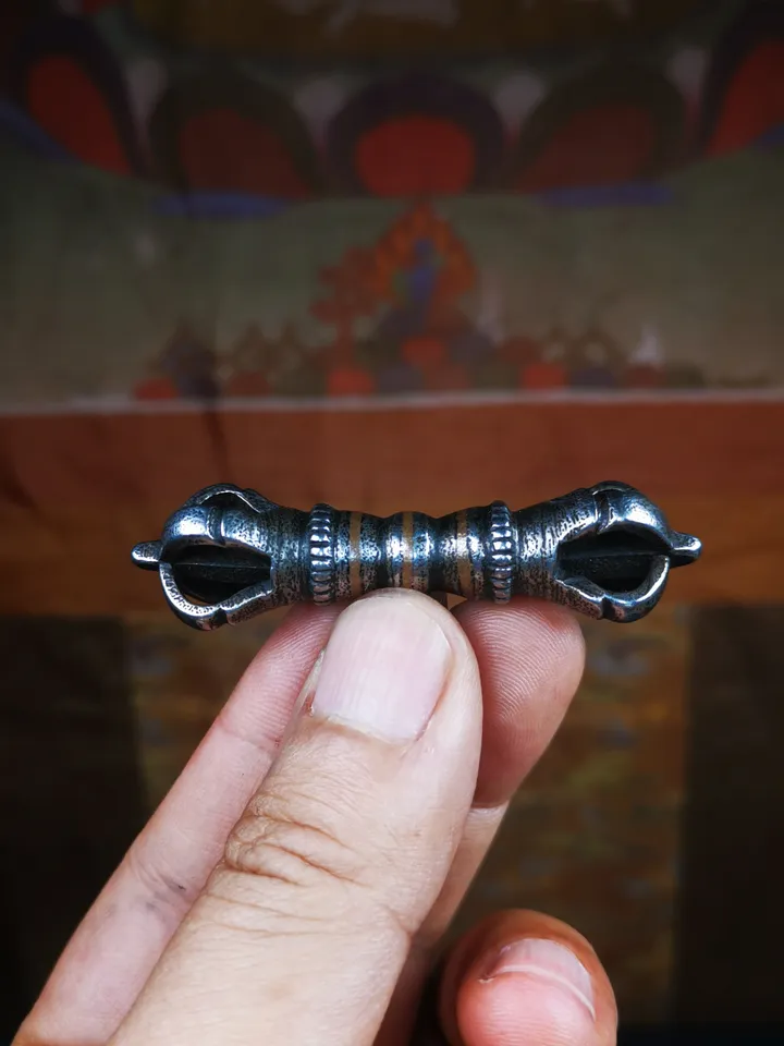 Vintage Tibetan Ritual Implement by Gandhanra - Five-Pronged Vajra Dorje of Vajrayana Buddhism - Made of Cold Iron