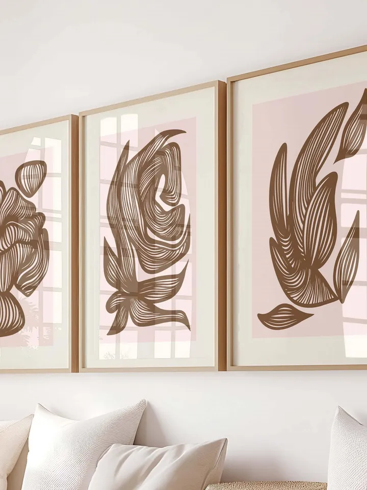 Abstract Line Art Print Neutral Tones Poster Scandinavian Style Printable Geometric Wavy Line Art Modern Minimalist Design Digital Wall Art