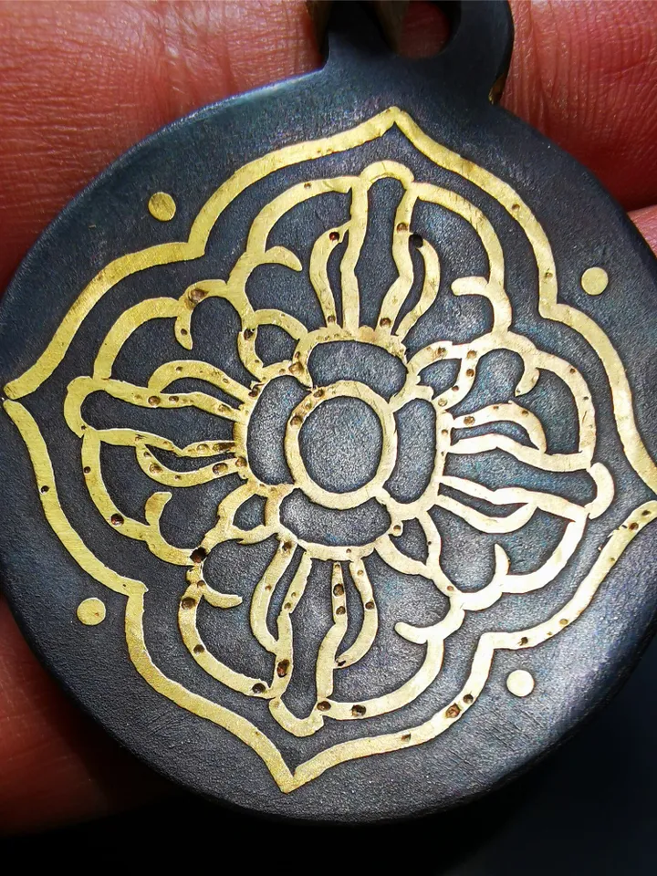 Gandhanra Handmade Tibetan Buddhist Amulet,Melong Mirror, SIPAHO(srid pa ho),Mandala Badge,Unique Cross Vajra Pattern