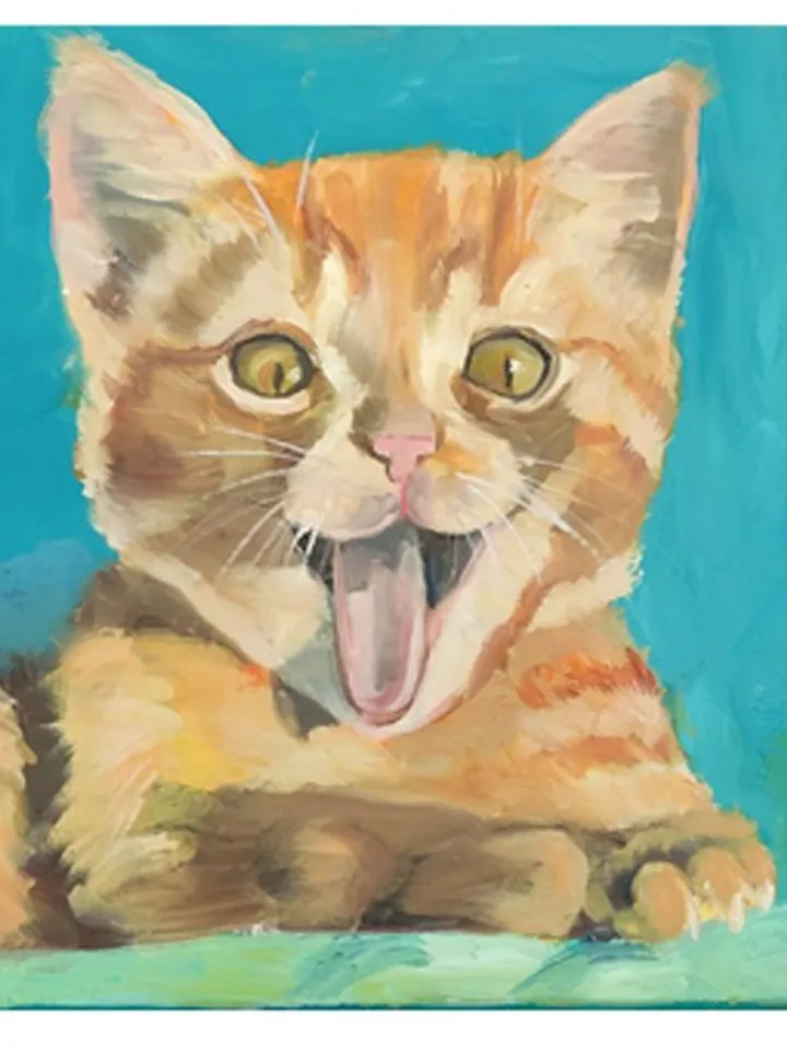 Kitten Original Art Red Cat Oil Painting Animal Pet Painting