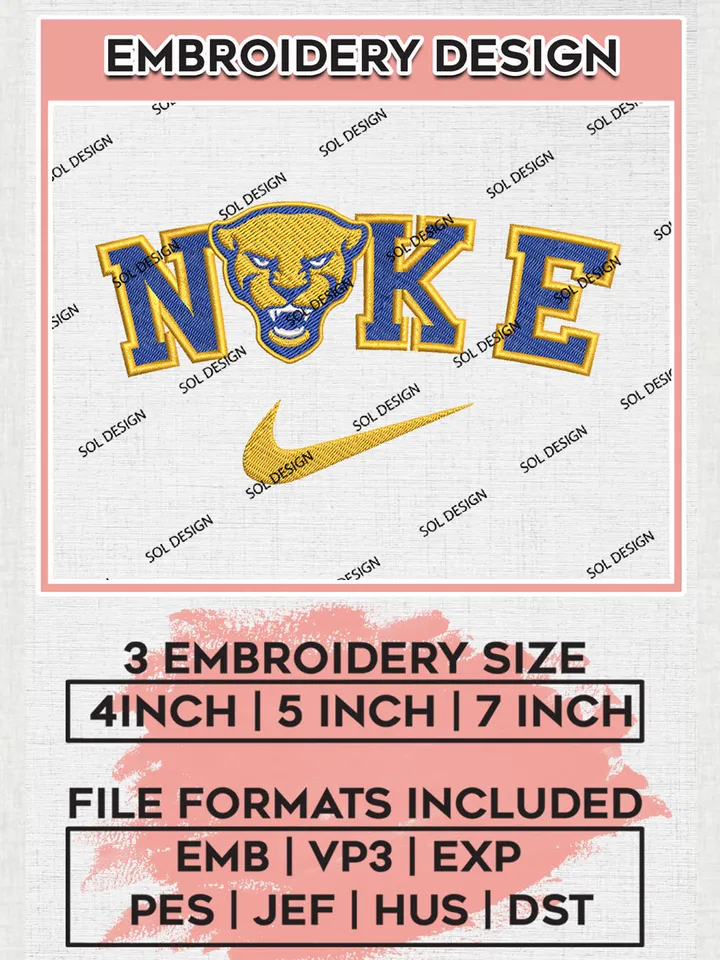 Nike Pittsburgh Panthers Machine Embroidery Design, NCAA Pittsburgh Panthers Embroidery Design Design files, NCAA Embroidery Designs, NCAA Machine Embroidery Designs, Digital Download