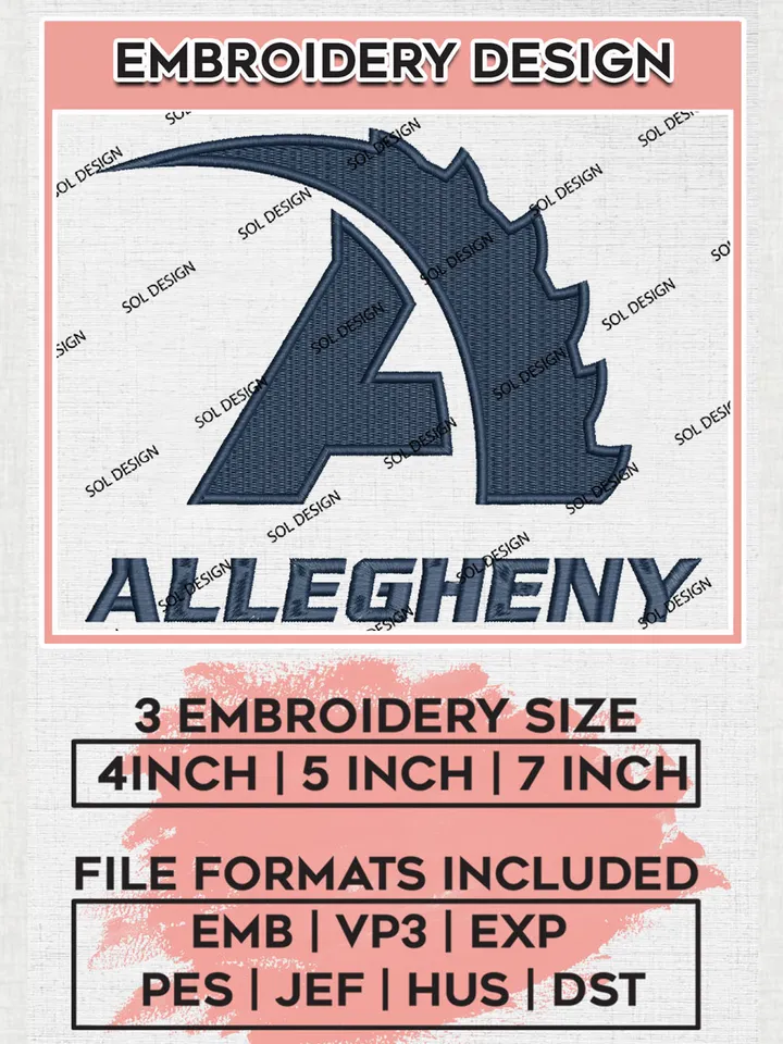 Allegheny Gators College Team A Letter Logo Embroidery Design Files, NCAA Allegheny Gators Machine Embroidery, NCAA Teams, 3 sizes, NCAA Machine embroidery designs, Digital Download