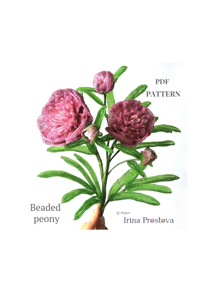 Beaded lilies of the valley, lavender, rose, peony | Beaded Flowers pattern | Seed bead patterns