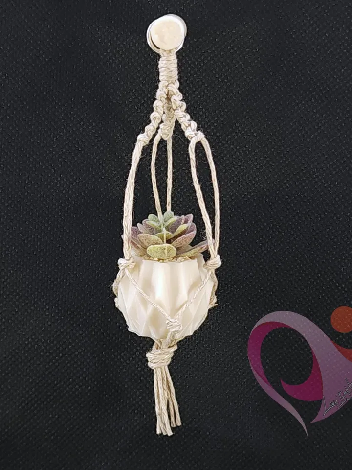 Mini Macrame Plant Magnet - Cute Succulent Refrigerator Magnet Unique Gift for Plant Lover Boho Kitchen Decor Under 10