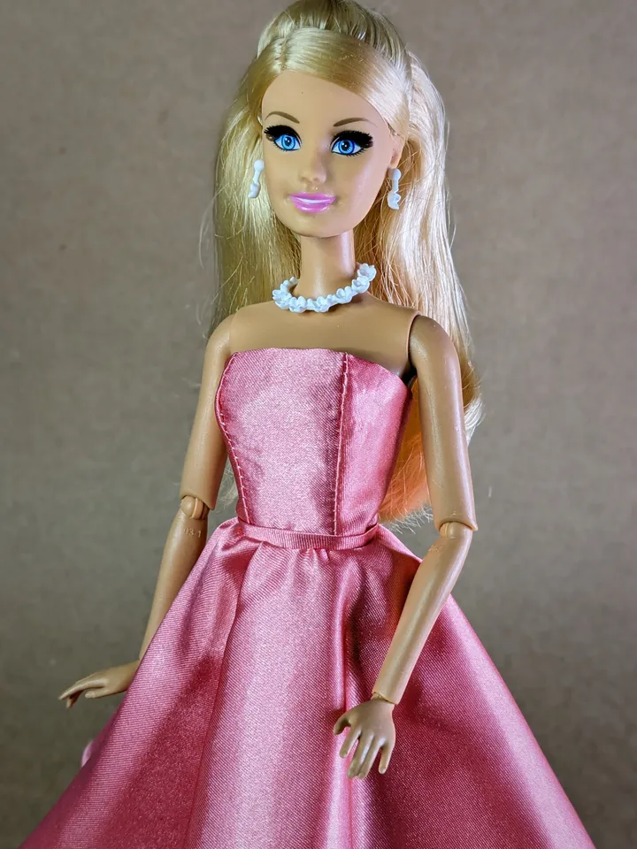 Handmade pink satin dress for 1/6 scale (11.5 Inch) girl doll