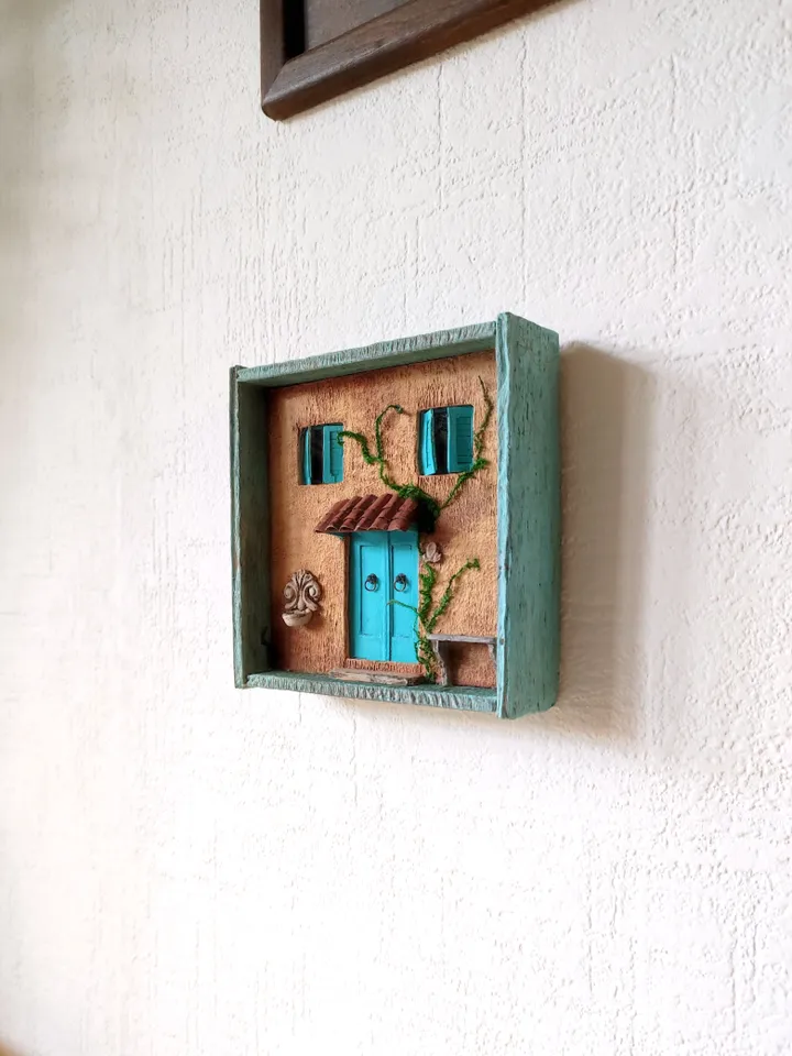 Shadow box 3D painting miniature on the wall Old Italian House