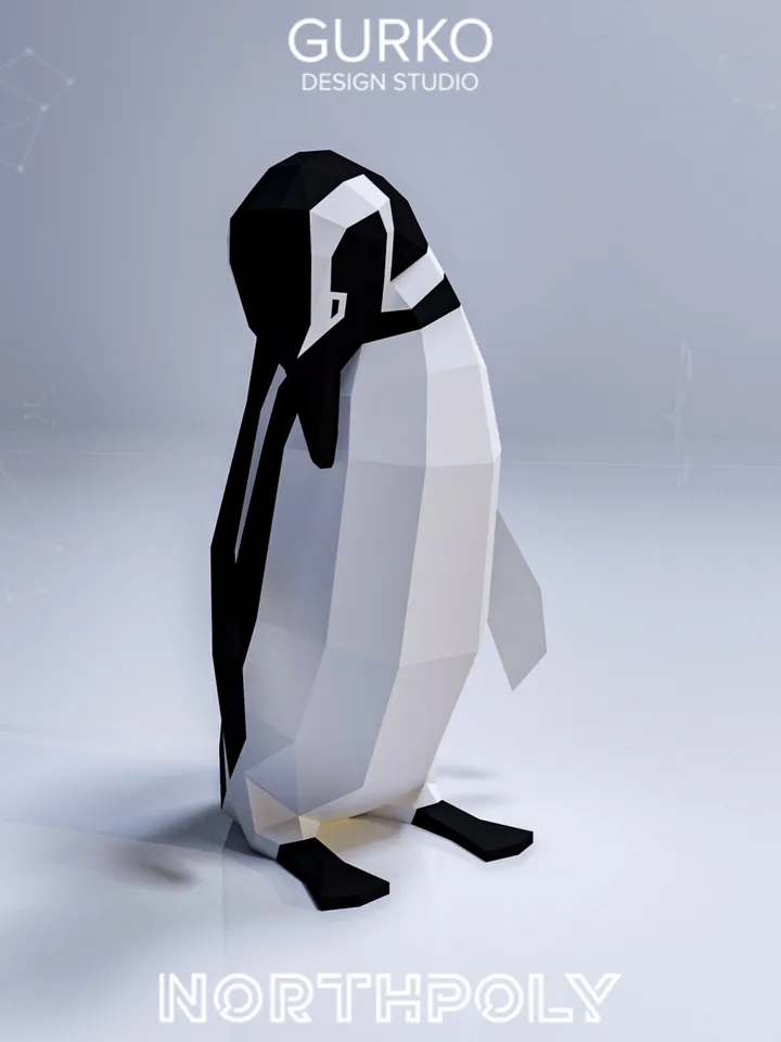 Itchy Magellanic Penguin Papercraft, Digital Template, PDF Download, Gurko, LowPoly, Pepakura, Origami Sculpture, Paper Party Decor,DIY Gift
