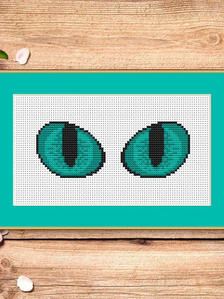 Cat's Eyes Cross Stitch Pattern, Cat Cross Stitch Pattern, Embroidery Cat, Animal Cross Stitch Pattern, Modern Cross Stitch Pattern #cat004