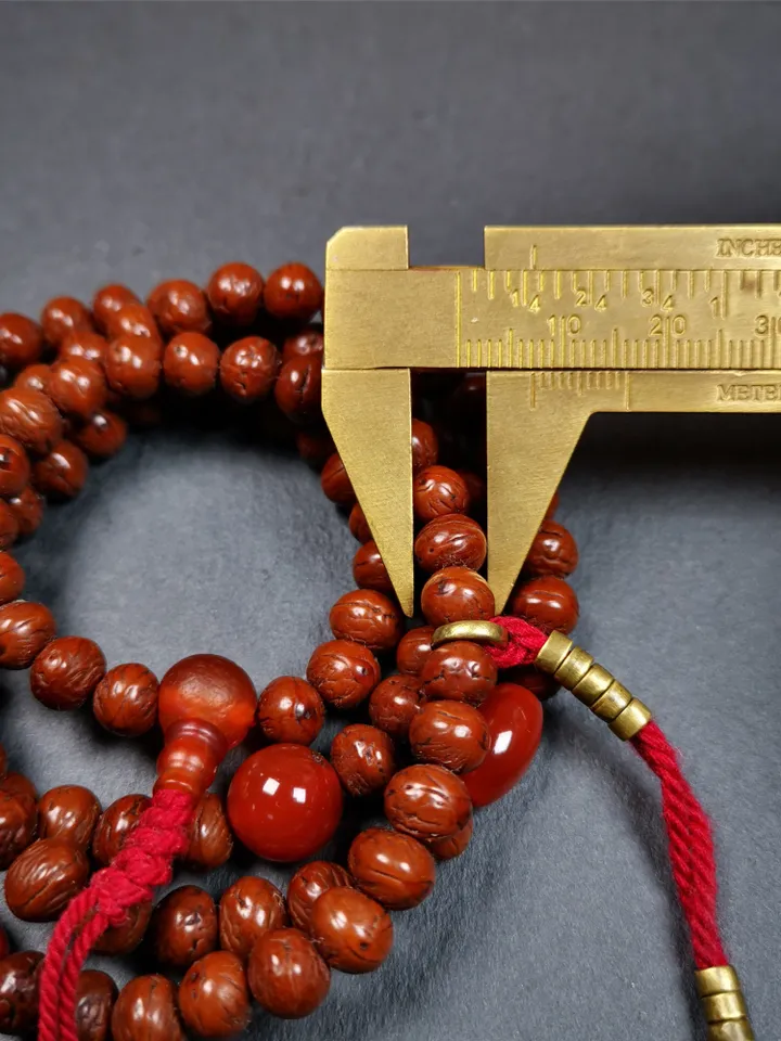 Gandhanra Old 108 Indian Jujube Beads Mala,Prayer Beads Necklace for Meditation,Diameter 0.28", Circumference 28"