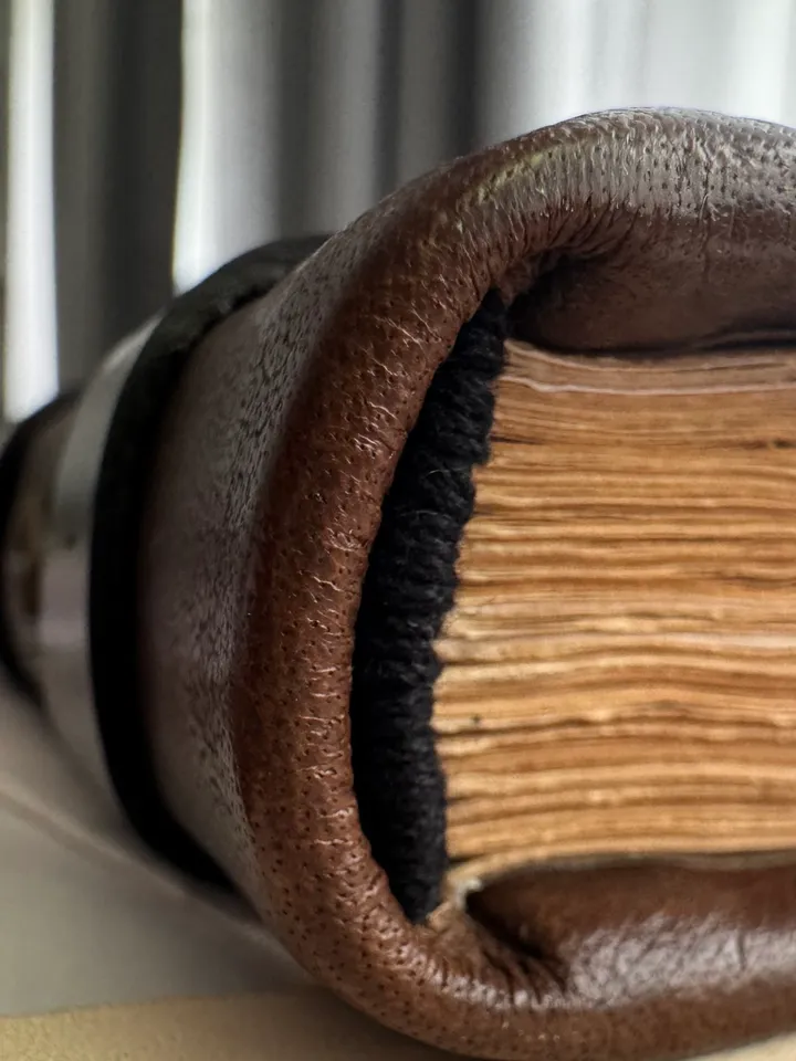 Leather notebook with mask